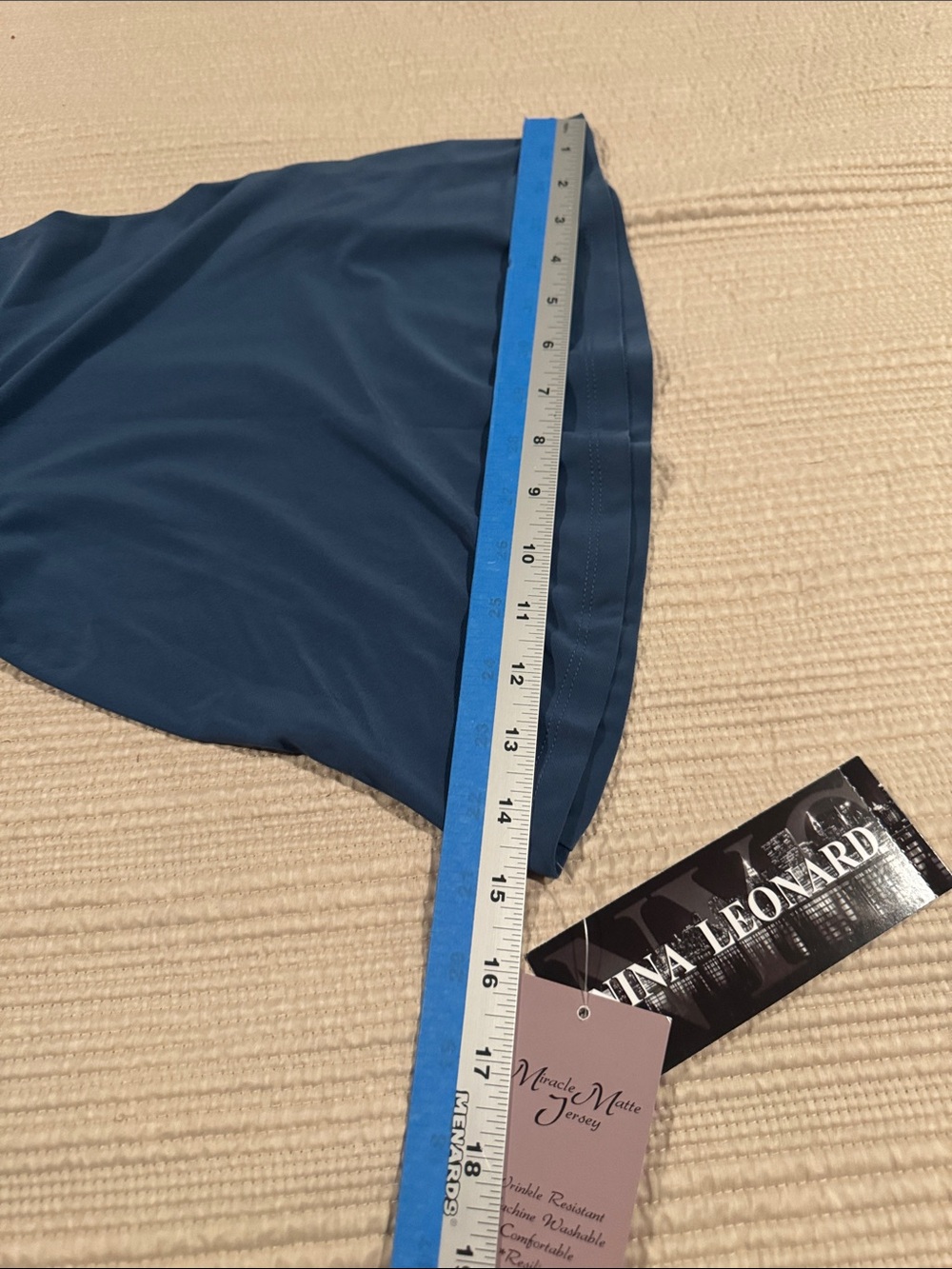 Nina Leonard Cold Shoulder Slate Blue Scoop Neck Dress - Picture 10 of 14